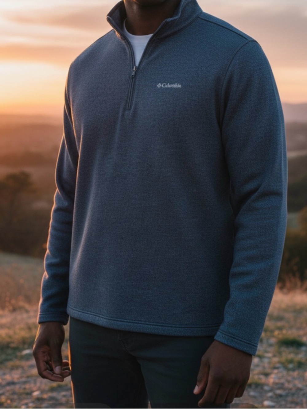 Columbia Men's Half-Zip Fleece Pullover -Heathered Navy Blue XXL